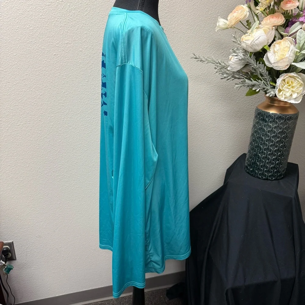 Columbia PFG Turquoise Long Sleeve Performance Fishing Shirt XXL - Picture 5 of 8